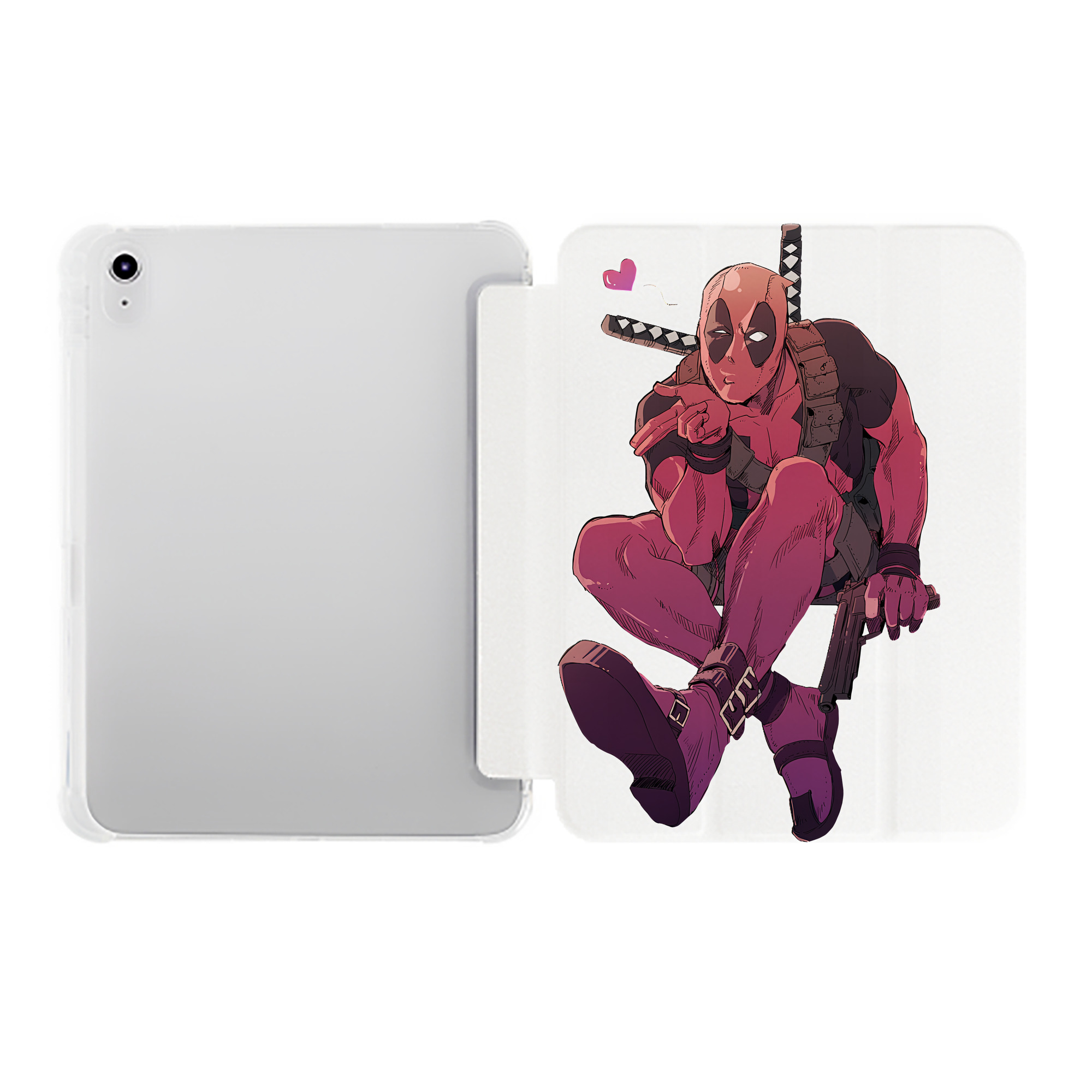 （画像用） Deadpool デッドプール IPad ケース ペン収納付き 三つ折りスタンド PUレザー×シリコン 対応機種9.5/10.5/10.9インチ